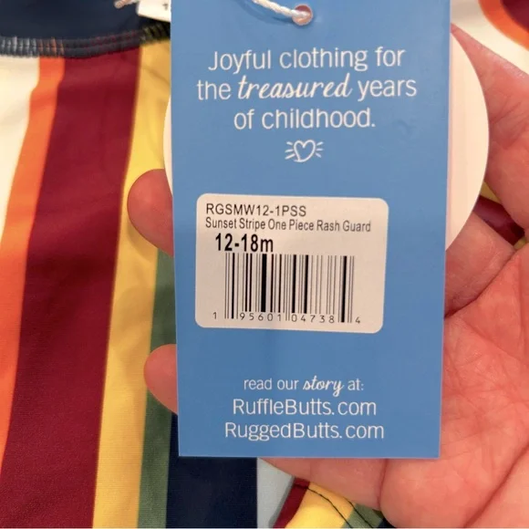 Rufflebutts striped swimsuit 12-18mos - Picture 3 of 3